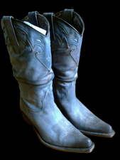 Boots Sancho apres decapage, patine en noir 2 tons gris et 2 tons bleu