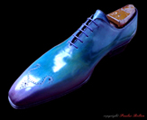 Paulus Bolten collection art-shoes Baroque: exeple de patine en vert, bleu et violine