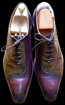 Santoni, patine bichro a fin de camoufler 1 bout tres tres abime...